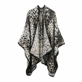 Women's Leopard Print Cashmere Warm Scarf Winter Cover Wrap Shawl Oversize Winter Open Front Poncho Shawl